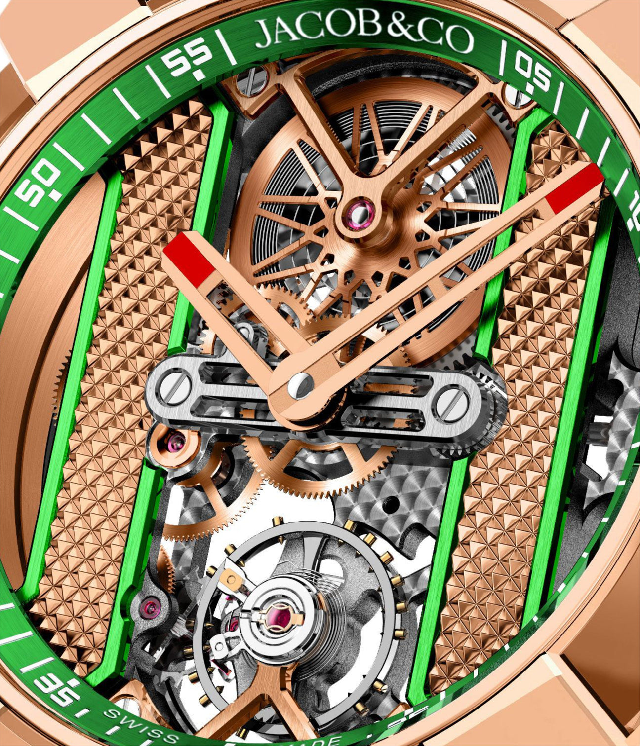 Jacob & Co. Epic X Bridges Rose Gold Bracelet (Green)